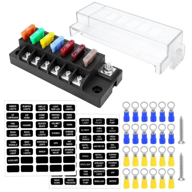 1-In-6-Out Waterproof Automotive Blade Fuse Holder, Specification