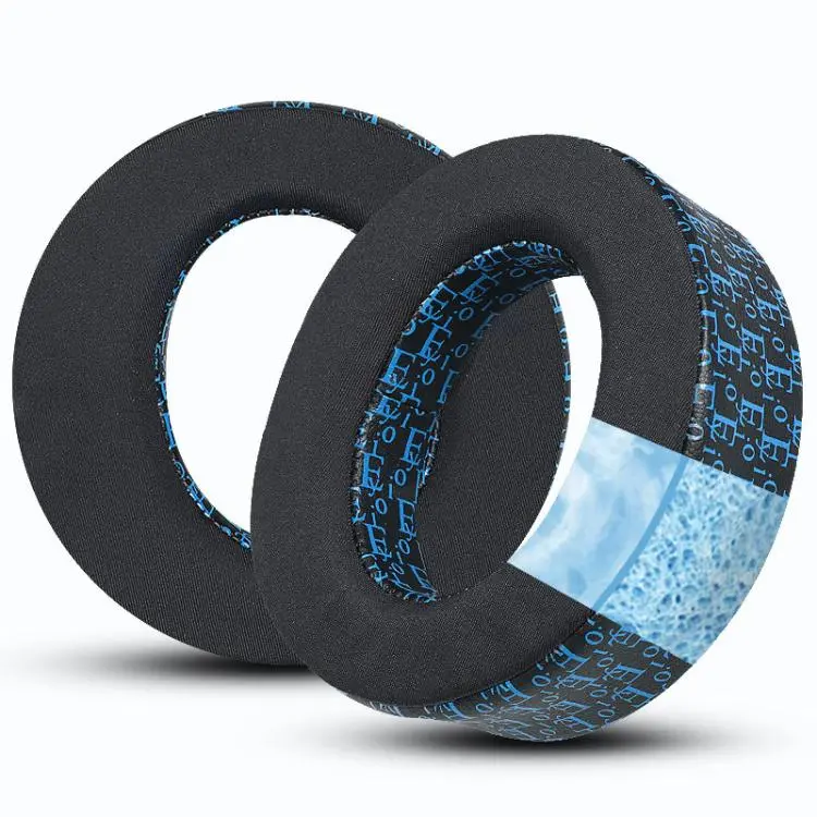 1 Pair Replacement Ear Pads For PS5 Headset Printed Cooling Gel Soft Ear Cushions(Black Blue)