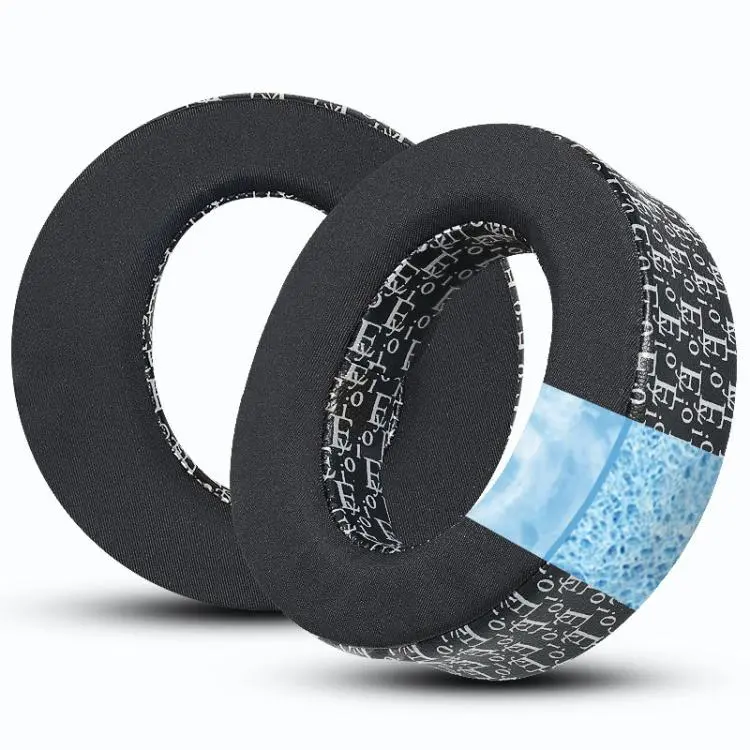 1 Pair Replacement Ear Pads For PS5 Headset Printed Cooling Gel Soft Ear Cushions(Black White)
