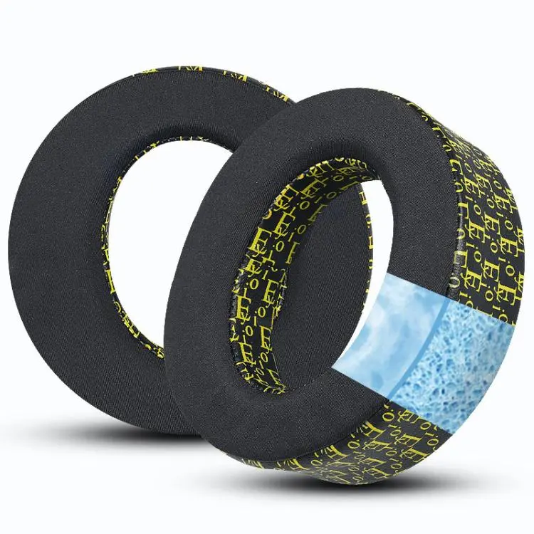 1 Pair Replacement Ear Pads For PS5 Headset Printed Cooling Gel Soft Ear Cushions(Black Yellow)