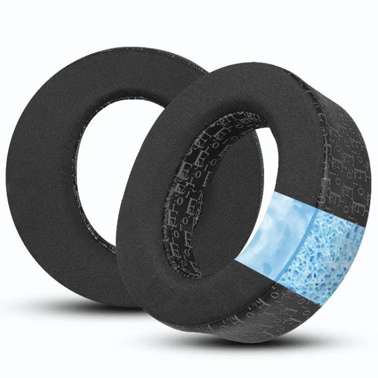 1 Pair Replacement Ear Pads For PS5 Headset Printed Cooling Gel Soft Ear Cushions(Full Black)