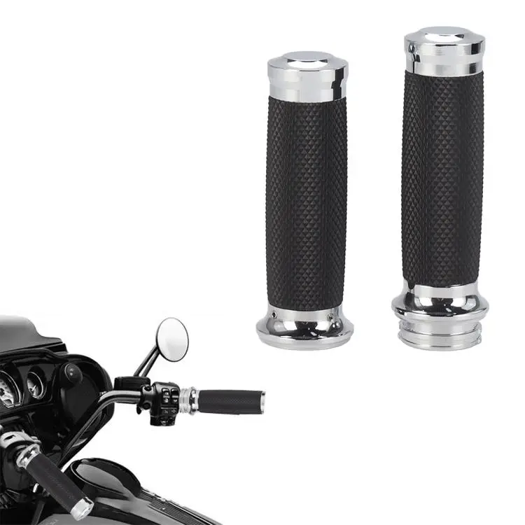 1 Pair Universal 25mm Retro RSD Motorcycle Handlebar Grips(Silver)