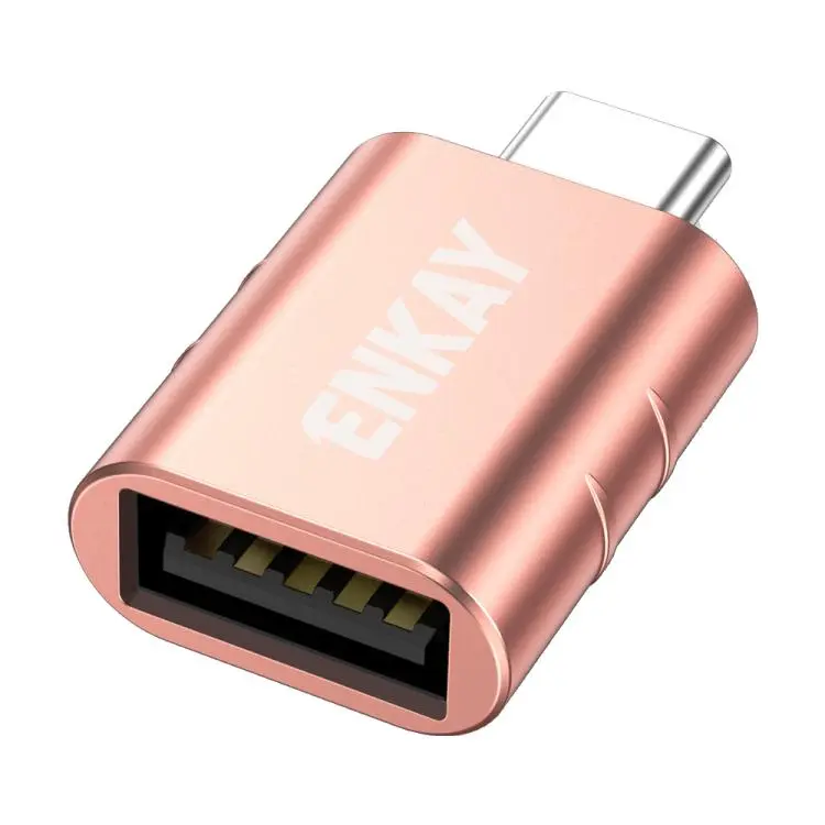 1 Pcs ENKAY ENK-AT135 Male USB C to Female USB 3.2 A Zinc Alloy Adapter 10Gbps Super Speed Data Sync & 60W Fast Charging(Pink)