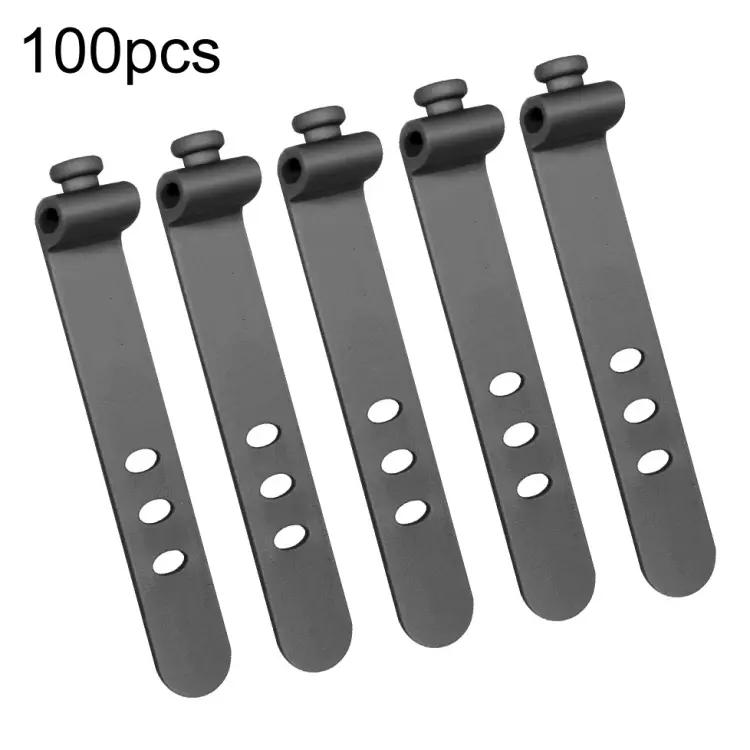 100pcs /Pack 73mm 3-Hole Silicone Cable Tie Wire Winder Organizer(Black)