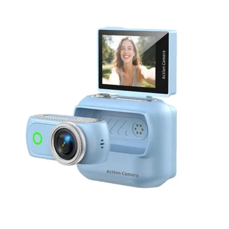1080P Mini Thumb Action Camera with 2.0-inch Flip Screen Magnetic Wearable Body Cam & Charging Case LK-018(Blue)
