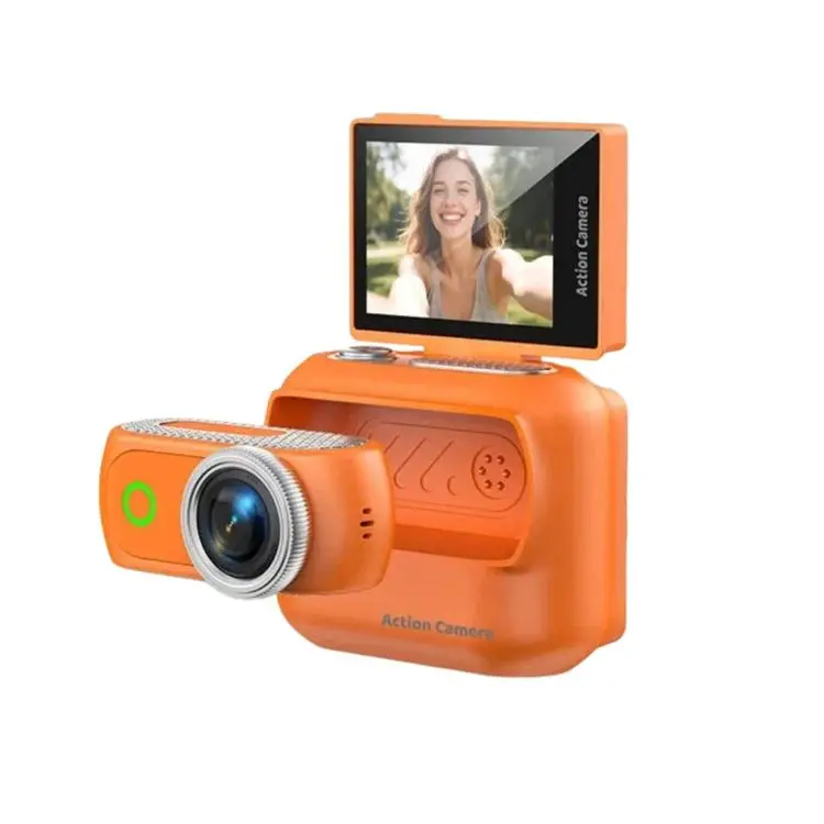 1080P Mini Thumb Action Camera with 2.0-inch Flip Screen Magnetic Wearable Body Cam & Charging Case LK-018(Orange)