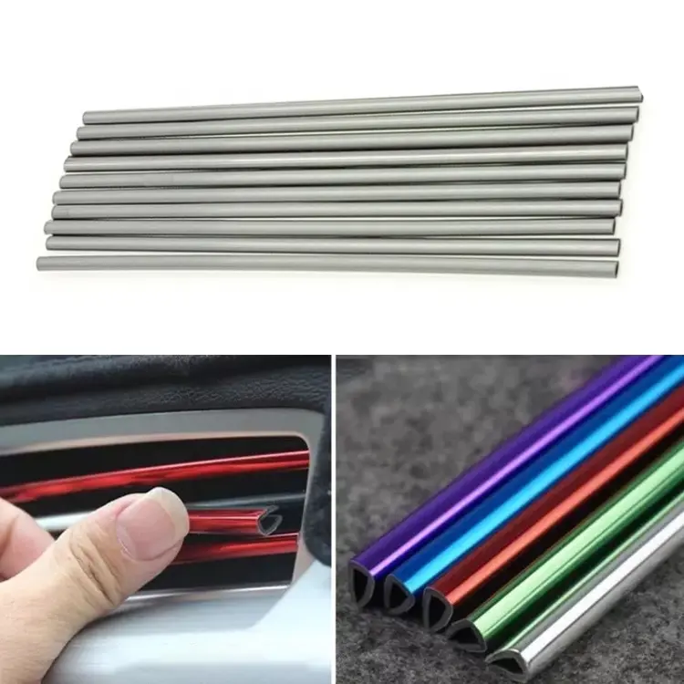 10pcs/pack Car Air Conditioner Vent U-Shaped Electroplating Decorative Strip(Plating Silver)