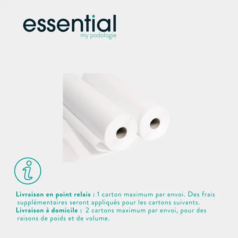 12 rouleaux Draps d'examen blancs lisses - 150 formats - 50 x 30 cm