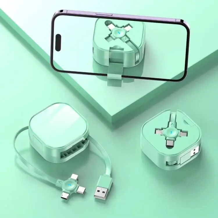120cm Portable 3 In 1 Holder Retractable Fast Charging Cable for Samsung Galaxy S8 & S8 + / LG G6 / Huawei P10 & P10 Plus / Oneplus 5 and other Smartphones (Green)