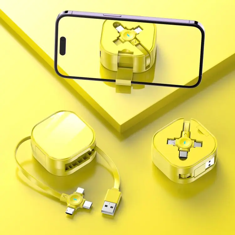 120cm Portable 3 In 1 Holder Retractable Fast Charging Cable for Samsung Galaxy S8 & S8 + / LG G6 / Huawei P10 & P10 Plus / Oneplus 5 and other Smartphones (Yellow)