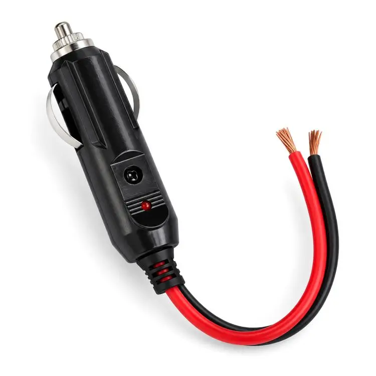 12V-24V Car Cigarette Lighter Extension Cable(Black Silver)
