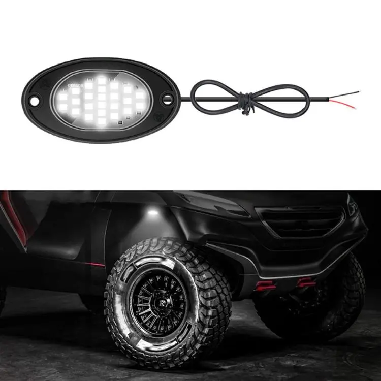 12V-24V LED Rock Lights Waterproof Offroad Vehicle Underglow Lights(White Light)