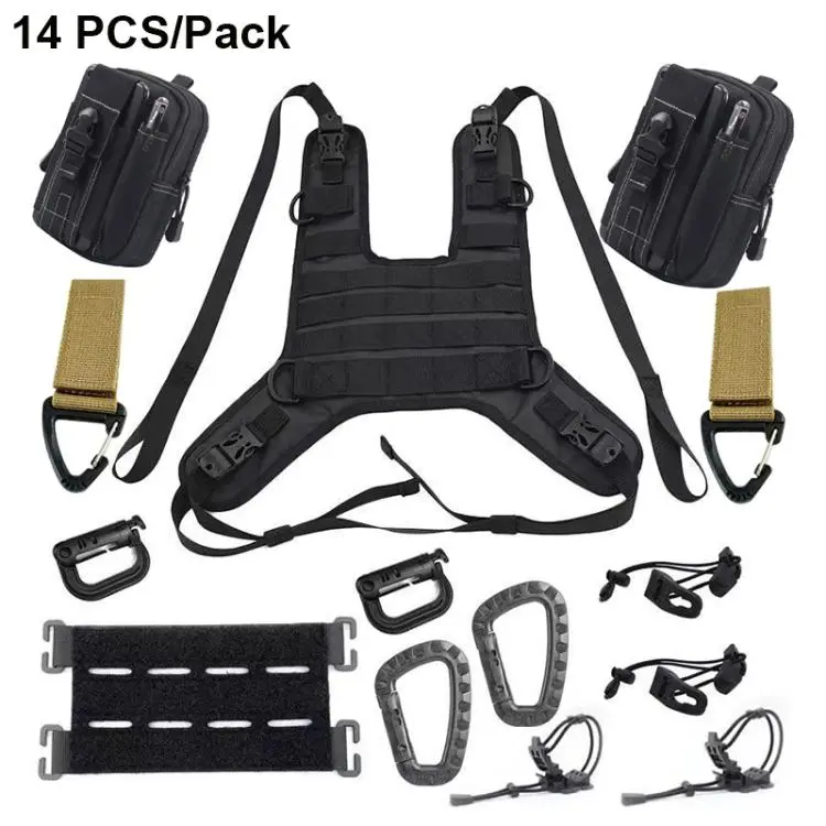 14 PCS/Pack Motorcycle Fuel Tank Vest Bag Base Mount Kit(Black)