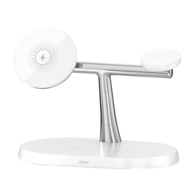 15W 3 In 1 Magnetic Wireless Charger For Phones Watches Earbuds Desktop Multi-Functional Phone Stand(White)