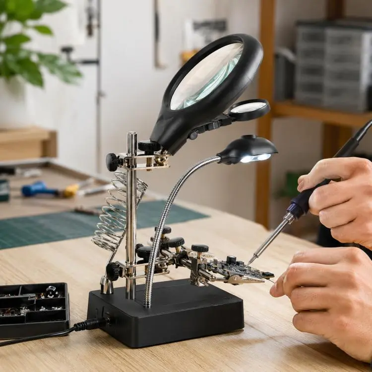 16129-C1 Desktop Welding Repair Stand Magnifying Glass with LED Light