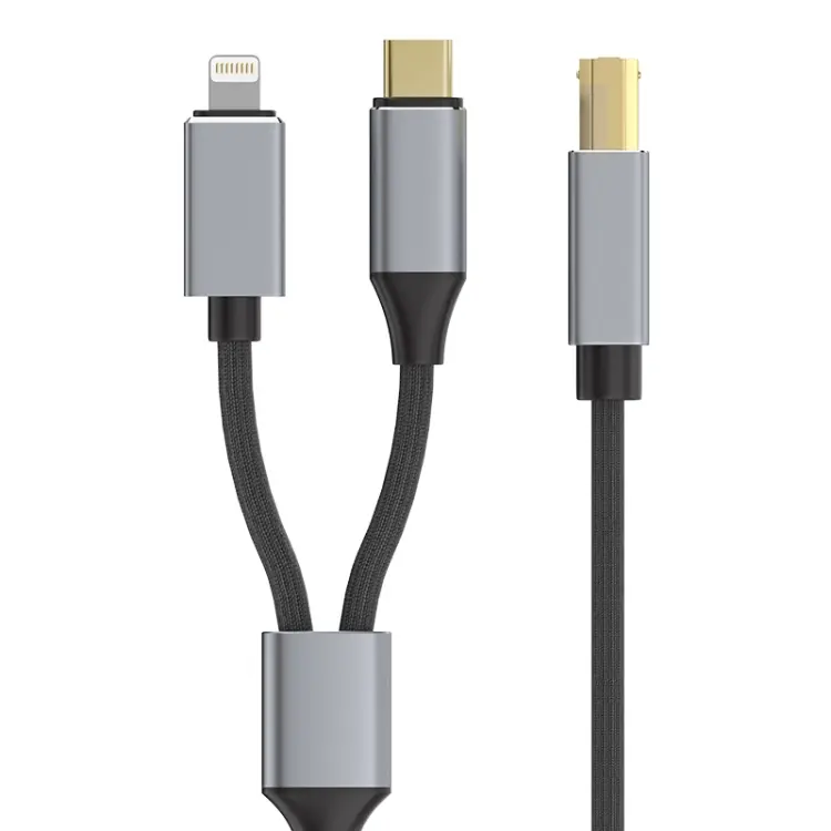 2 in 1 Type-C and 8 Pin to USB-B MIDI Instruments Printer Cable, Length