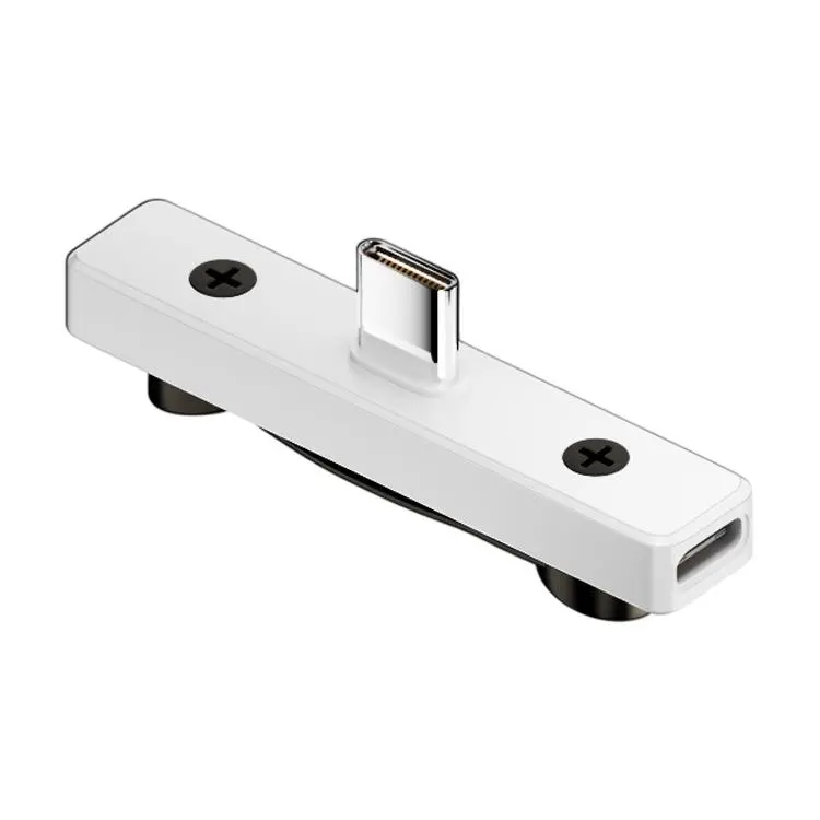 2-in-1 Type-C Male to Dual Type-C Female Adapter Foldable Phone Holder(White)