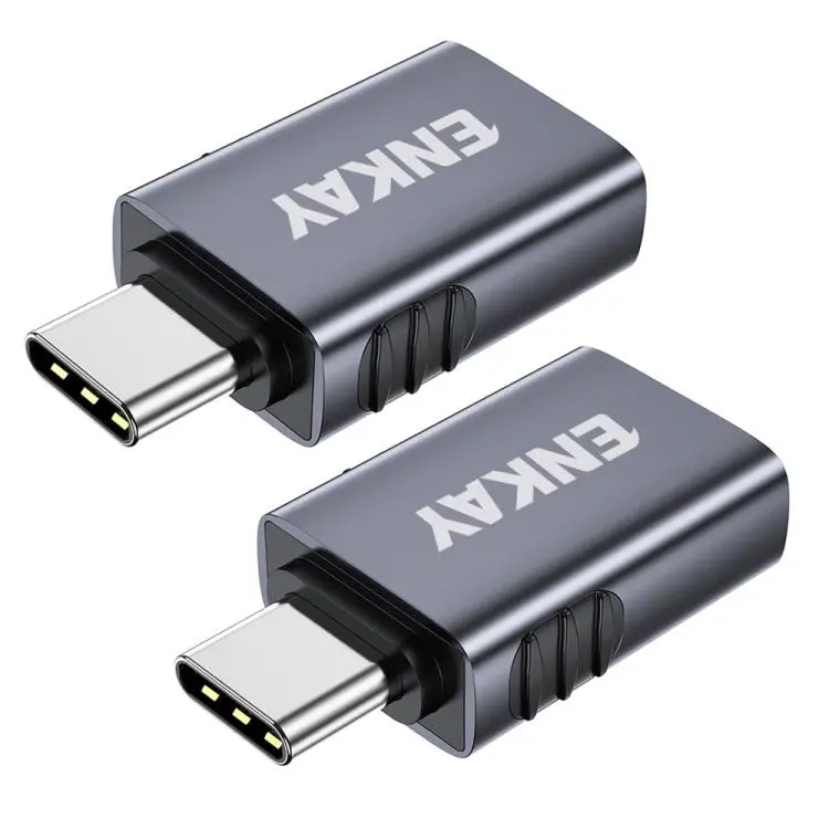 2 Pcs ENKAY ENK-AT130 10Gbps Female USB 3.2 A to Male Type-C Data Adapter Aluminium Alloy Converter(Grey)
