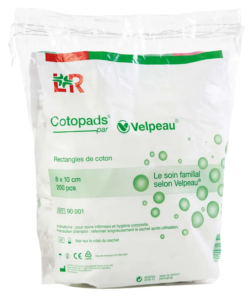 200 Cotons rectangulaires 8x10 cm - Cotopads by Lohmann & Rauscher