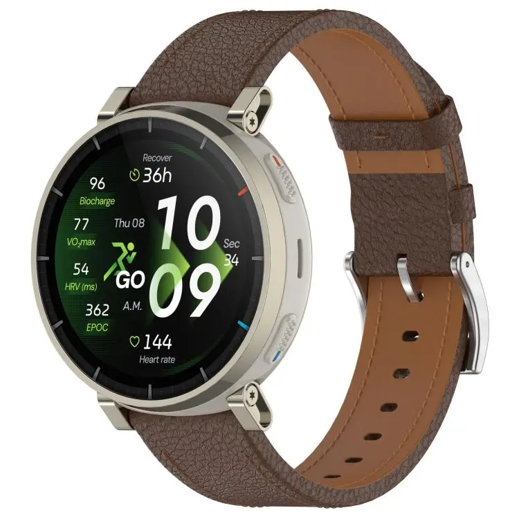 20mm Lychee Grain Pin Buckle Genuine Leather Watch Band(Dark Brown)