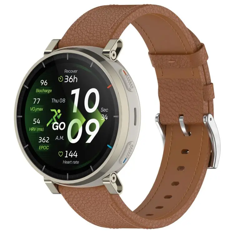 20mm Lychee Grain Pin Buckle Genuine Leather Watch Band(Light Brown)
