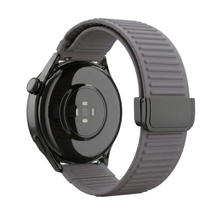 20mm Mountain Pattern Loop Magnetic Buckle Silicone Watch Band(Brown)