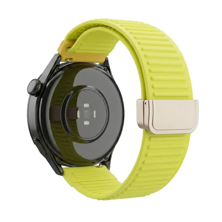 20mm Mountain Pattern Loop Magnetic Buckle Silicone Watch Band(Fluorescent Green)
