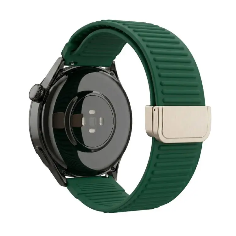 20mm Mountain Pattern Loop Magnetic Buckle Silicone Watch Band(Green)