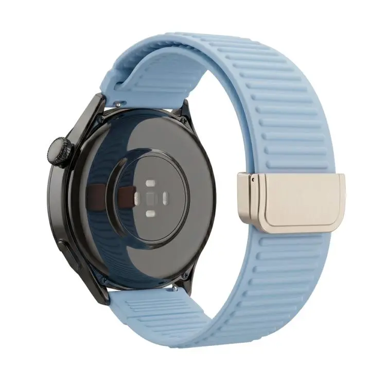 20mm Mountain Pattern Loop Magnetic Buckle Silicone Watch Band(Light Blue)