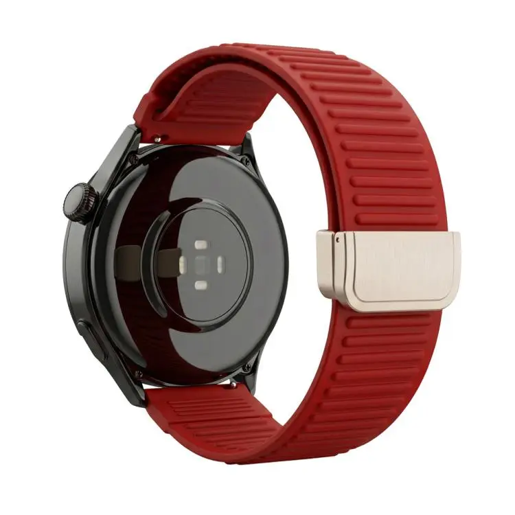 20mm Mountain Pattern Loop Magnetic Buckle Silicone Watch Band(Red)