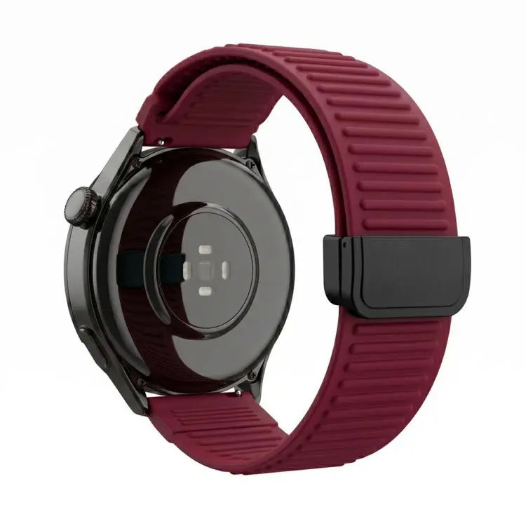 20mm Mountain Pattern Loop Magnetic Buckle Silicone Watch Band(Wine Red)