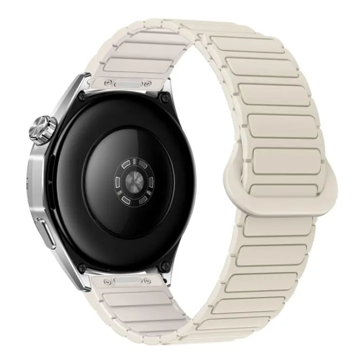 20mm Press Button I-Shaped Magnetic Silicone Watch Band(Antique White Starlight)