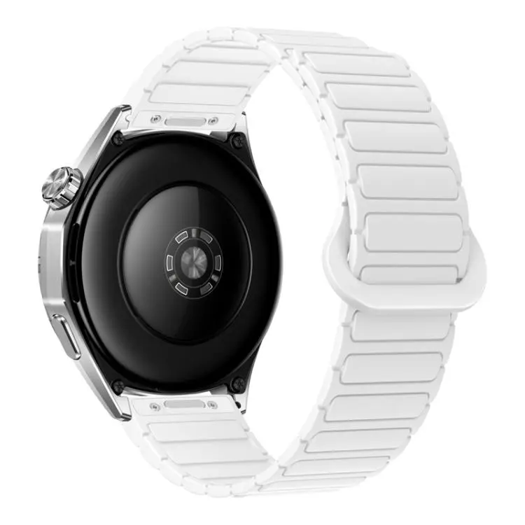 20mm Press Button I-Shaped Magnetic Silicone Watch Band(Ceramic White)
