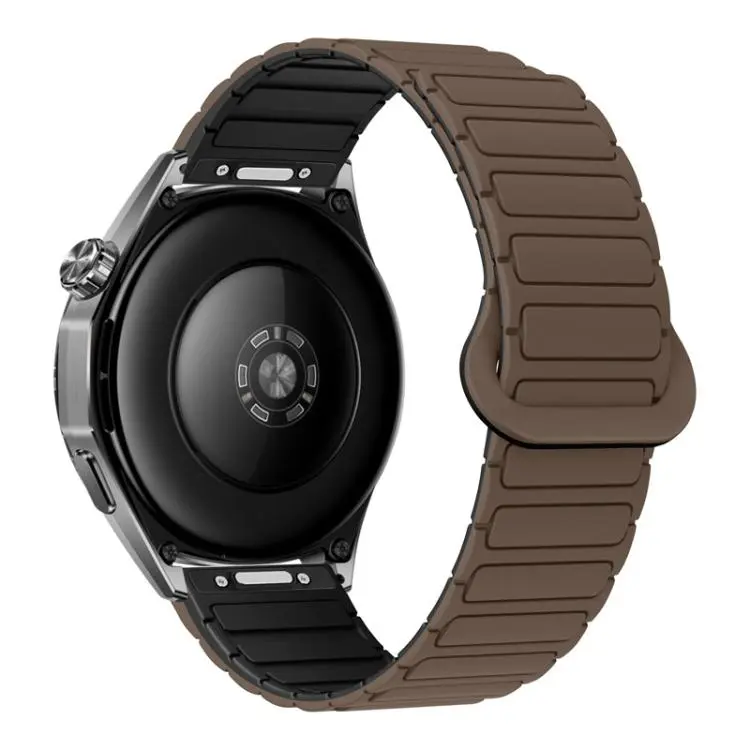20mm Press Button I-Shaped Magnetic Silicone Watch Band(Chocolate Black)