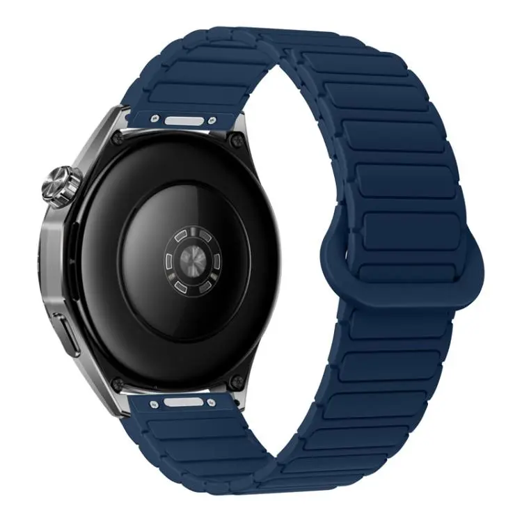 20mm Press Button I-Shaped Magnetic Silicone Watch Band(Midnight Blue)