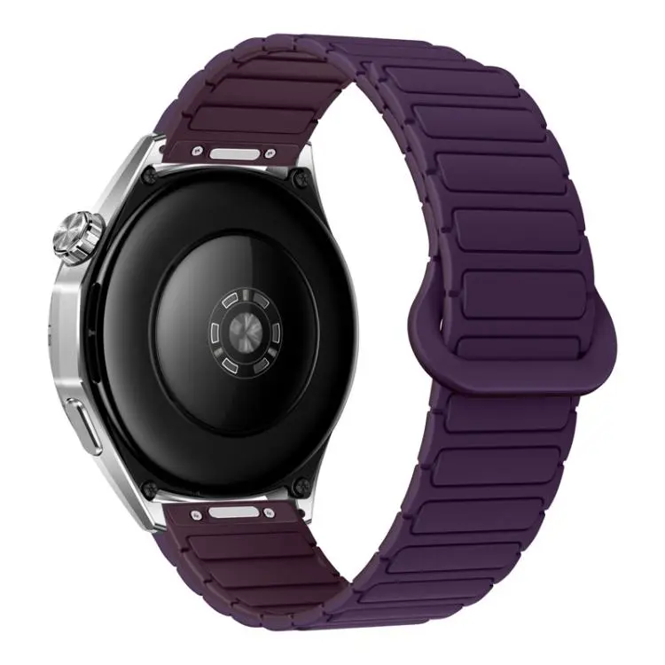 20mm Press Button I-Shaped Magnetic Silicone Watch Band(New Plum Berry Purple)
