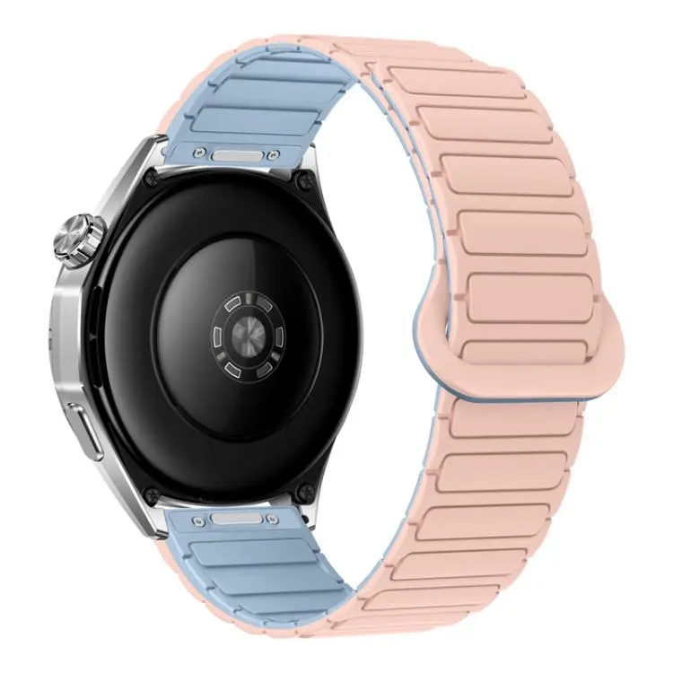 20mm Press Button I-Shaped Magnetic Silicone Watch Band(Powder Sand Mist Blue)