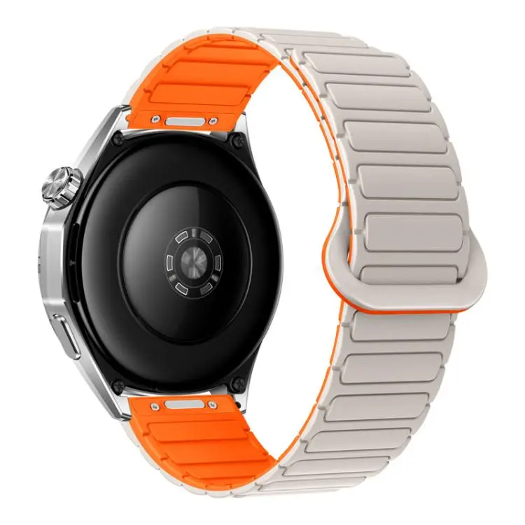 20mm Press Button I-Shaped Magnetic Silicone Watch Band(Starlight Orange)