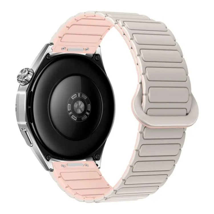 20mm Press Button I-Shaped Magnetic Silicone Watch Band(Starlight Sand Pink)