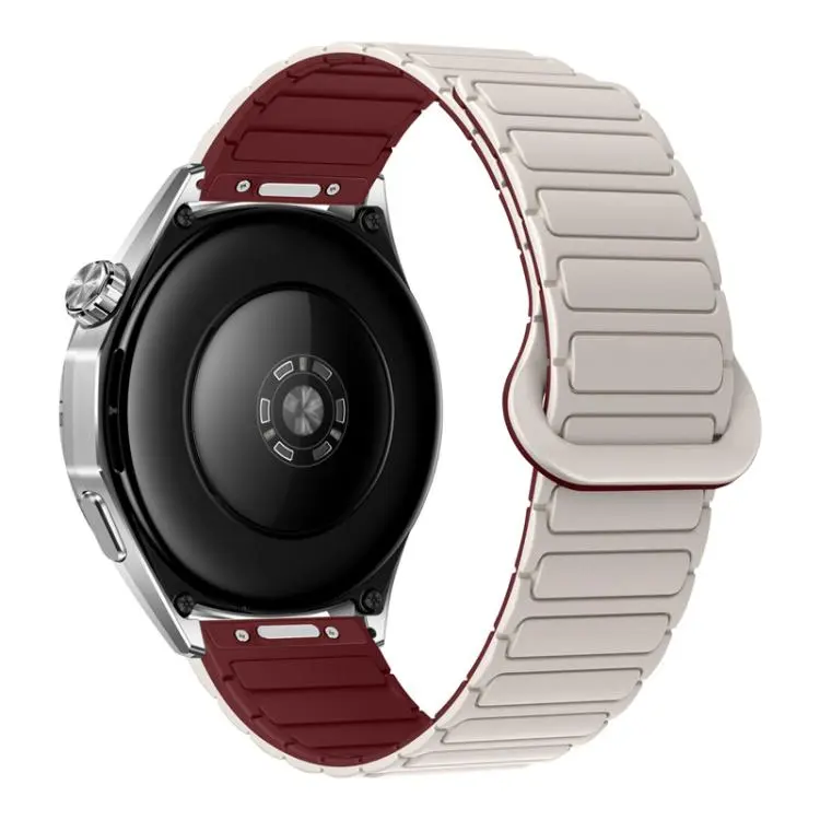 20mm Press Button I-Shaped Magnetic Silicone Watch Band(Starlight Wine Red)