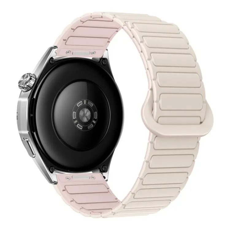 20mm Press Button I-Shaped Magnetic Silicone Watch Band(Vibrant White Pink)