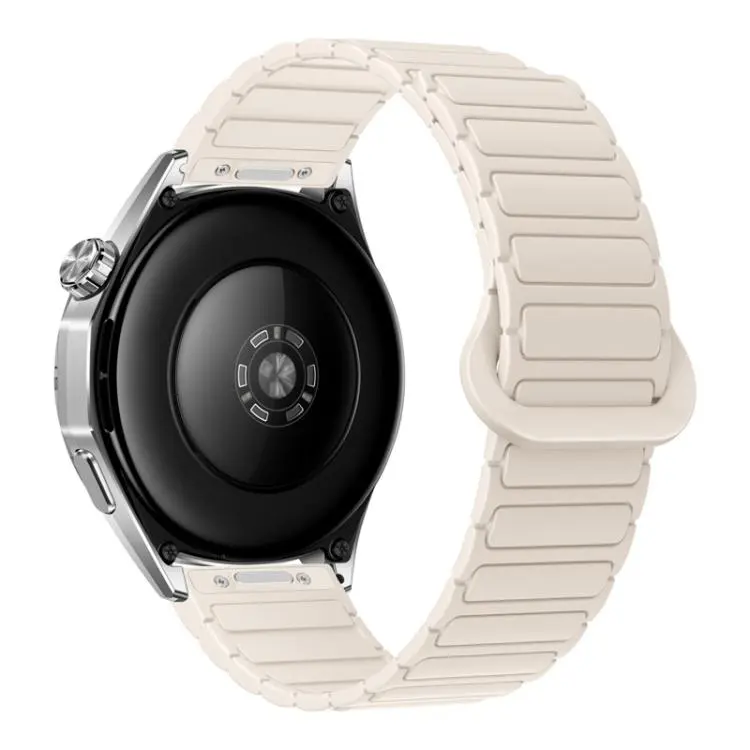 20mm Press Button I-Shaped Magnetic Silicone Watch Band(Vibrant White)