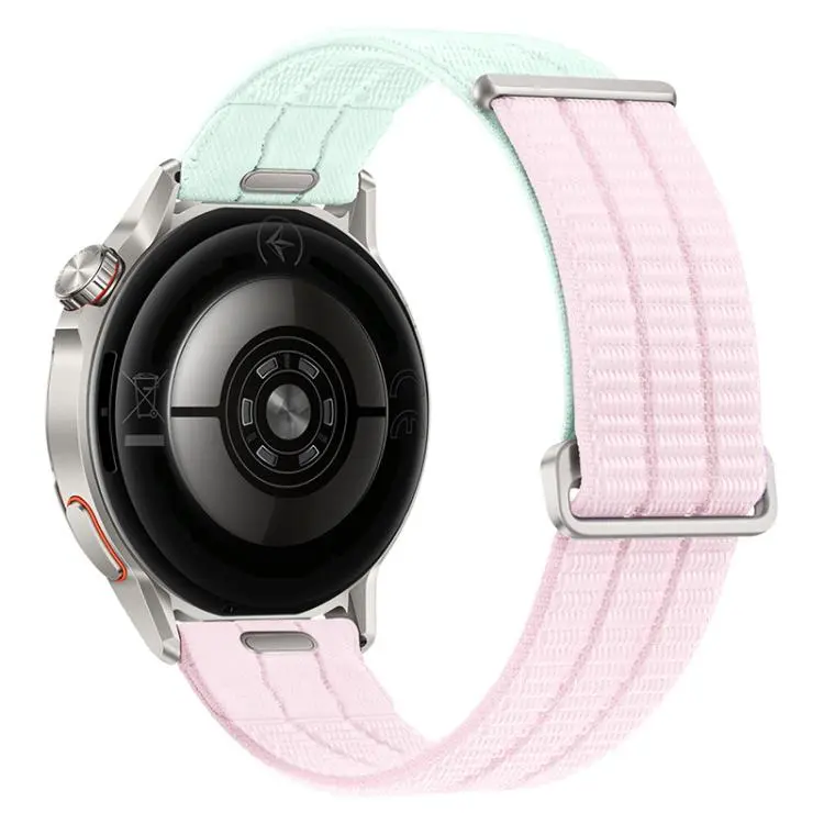 20mm Quick Release Press Button Two Section Breathable Nylon Loop Watch Band(Lilac Pink)