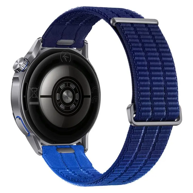 20mm Quick Release Press Button Two Section Breathable Nylon Loop Watch Band(Racing Blue)