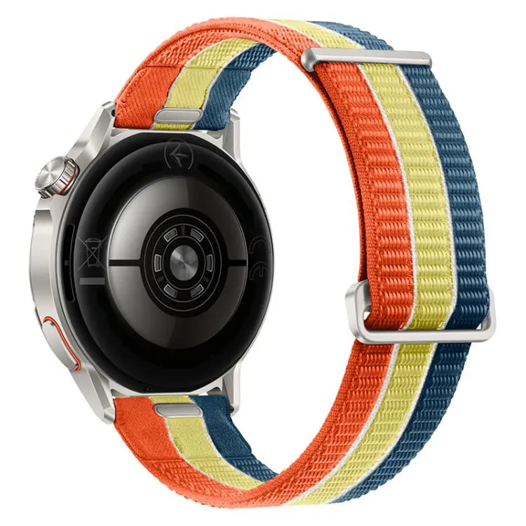 20mm Quick Release Press Button Two Section Breathable Nylon Loop Watch Band(Rainbow Color Block)