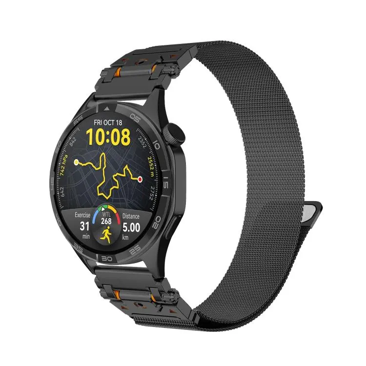 20mm Titan Head Connector Milanese Magnetic Stainless Steel Watch Band(Black)