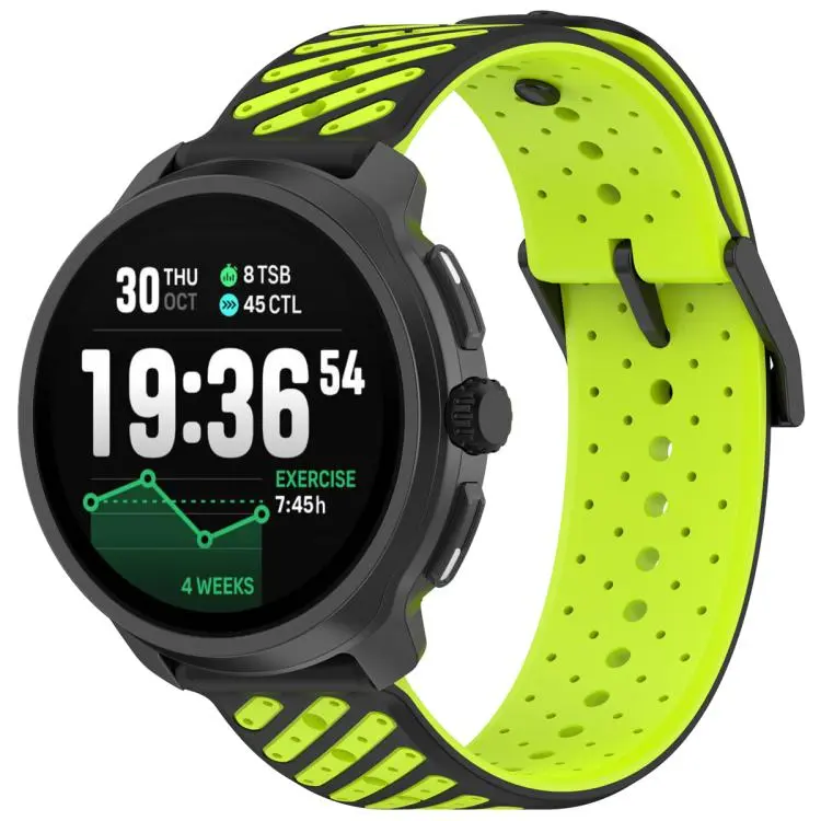 20mm Twill Texture Breathable Silicone Watch Band(Black Green)