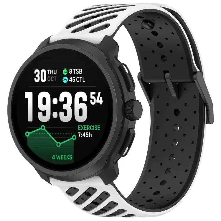 20mm Twill Texture Breathable Silicone Watch Band(White Black)