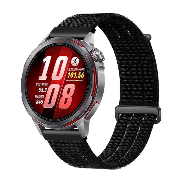 20mm Two Section Breathable Nylon Loop Plastic Head Watch Band(Black)