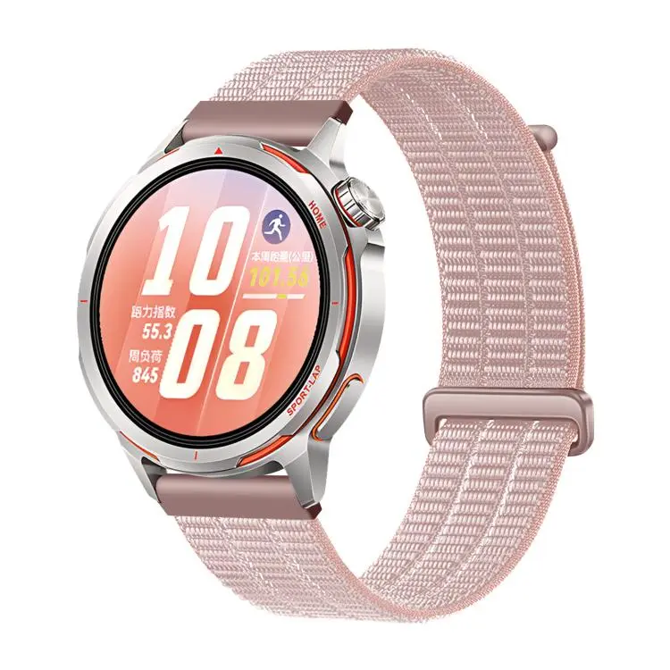 20mm Two Section Breathable Nylon Loop Plastic Head Watch Band(Rose Pink)